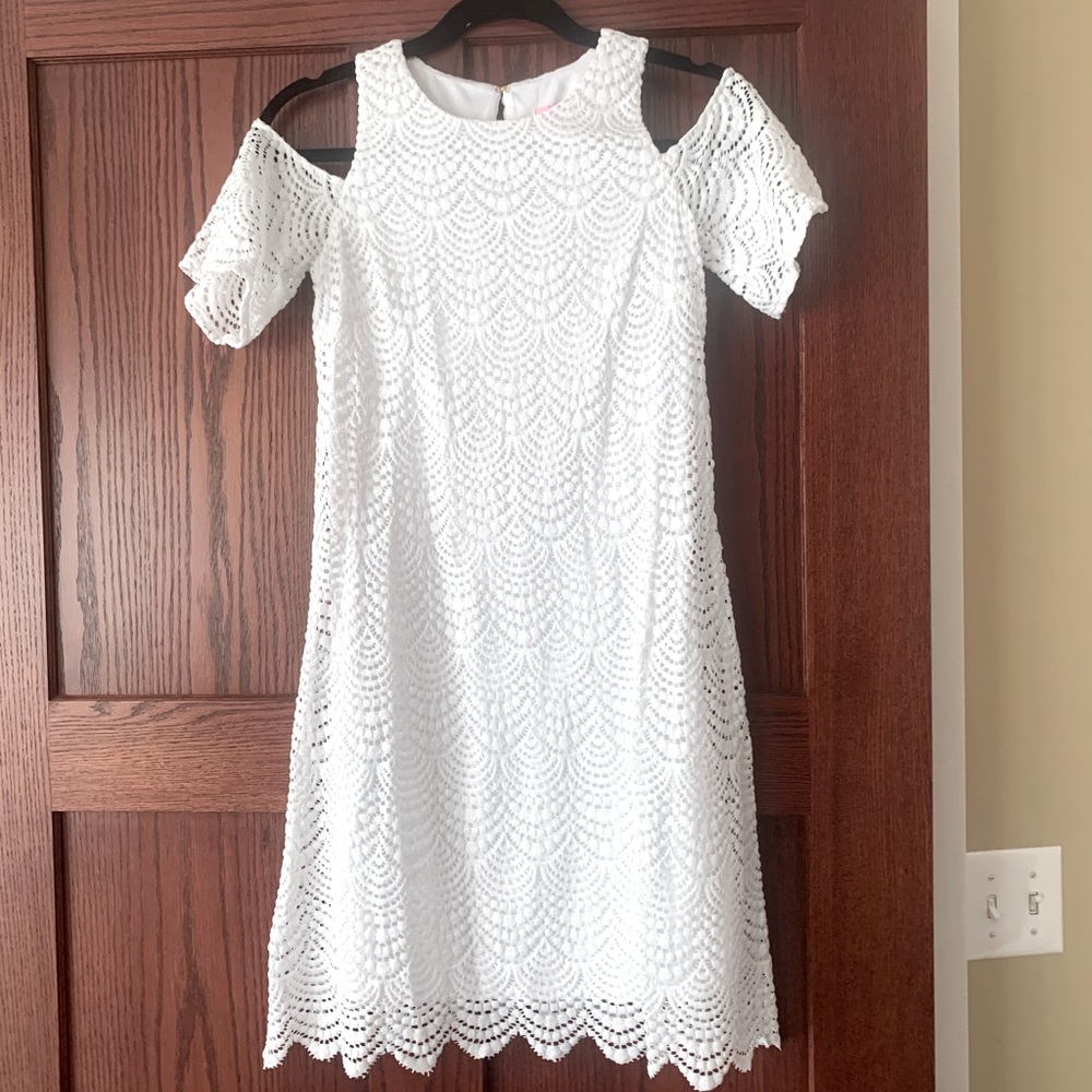 Lily Pulitzer white lace cold shoulder dress